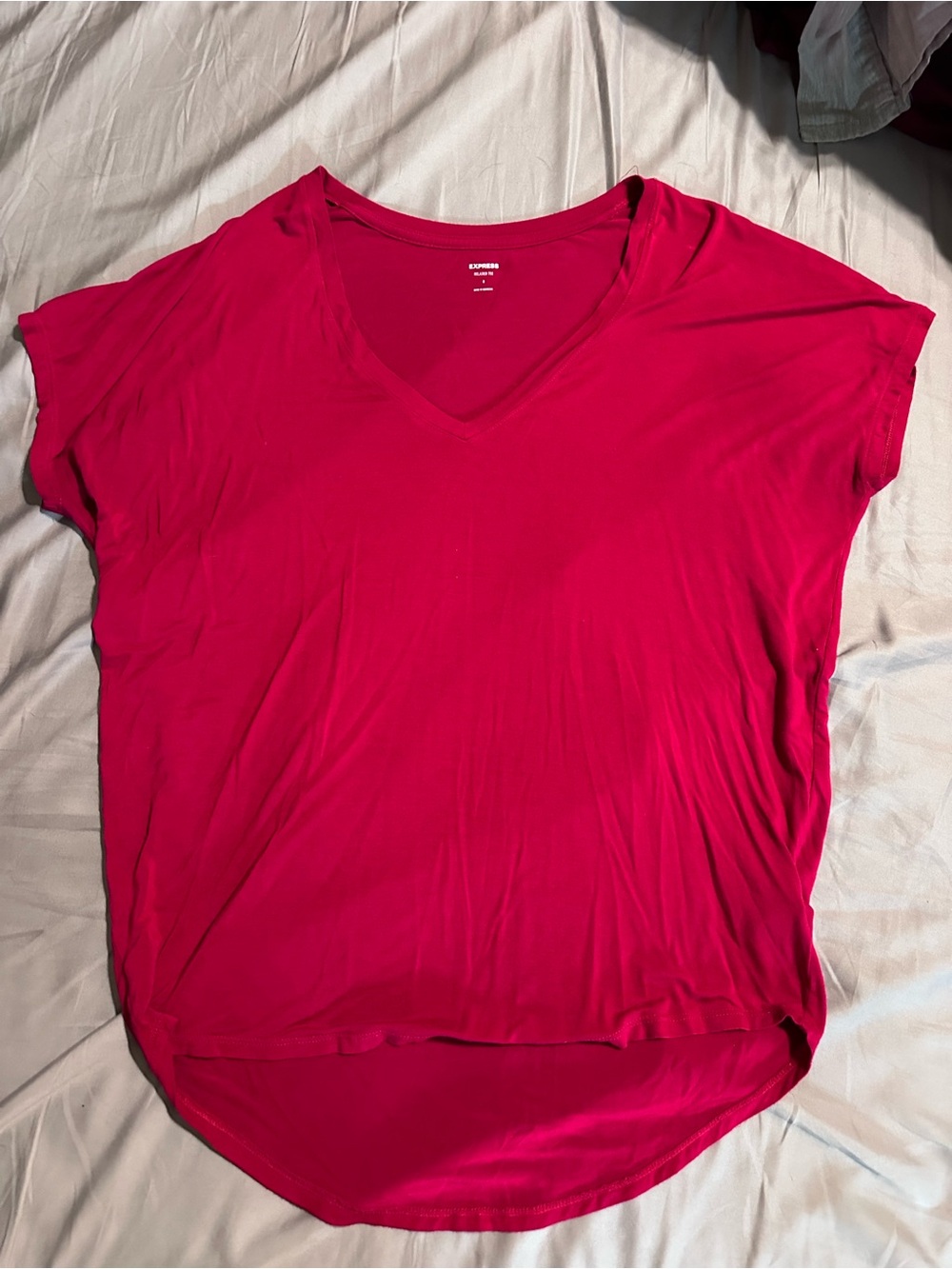 Express V-Neck Relaxed Tee - Bright Fuchsia